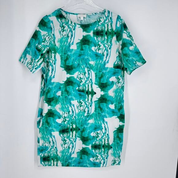 COS Dress Shirt Loose Fit Tie Dye Floral Cotton Pockets Size 6 - Picture 1 of 4
